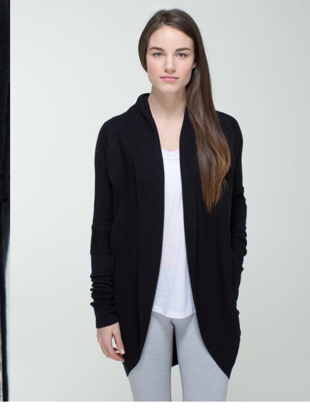 lululemon athletica Black Ruched-Back Knit Cardigan